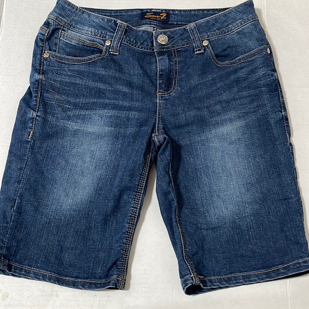 Seven7 Blue Denim Bermuda Shorts 6